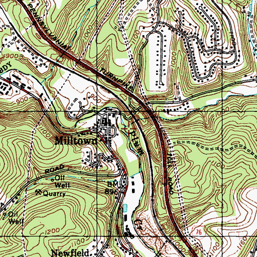 Topographic Map of Bodies Run, PA