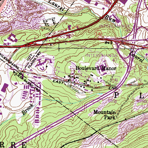 Topographic Map of Boulevard Manor, PA