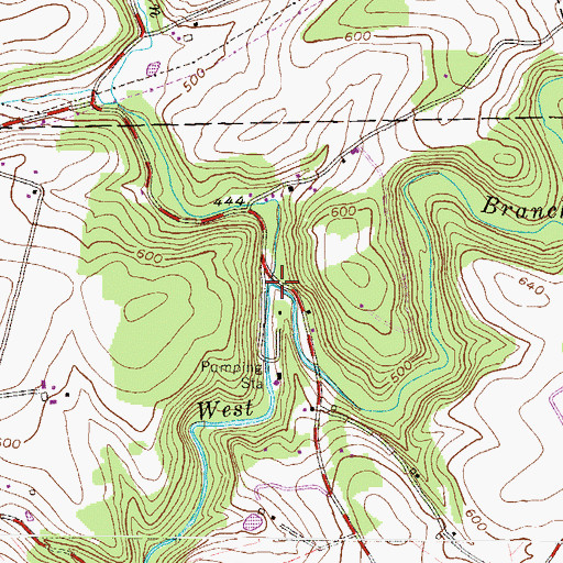 Topographic Map of Bowery Run, PA