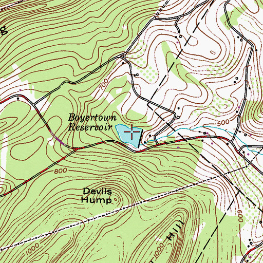 Topographic Map of Boyertown Reservoir, PA