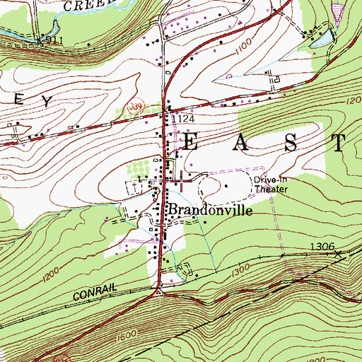 Topographic Map of Brandonville, PA