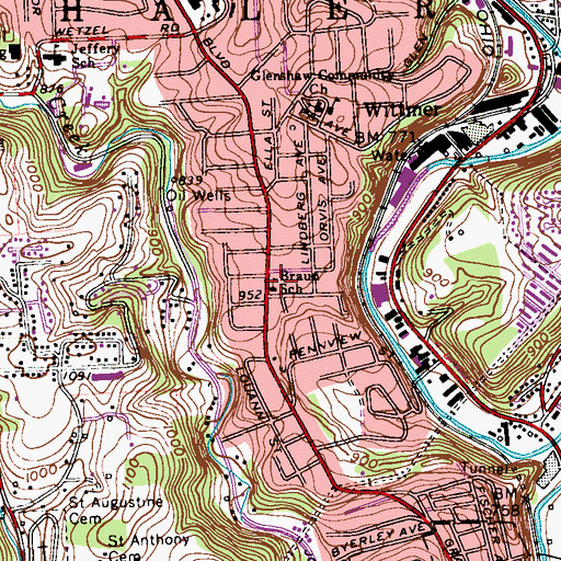 Topographic Map of Braun School, PA