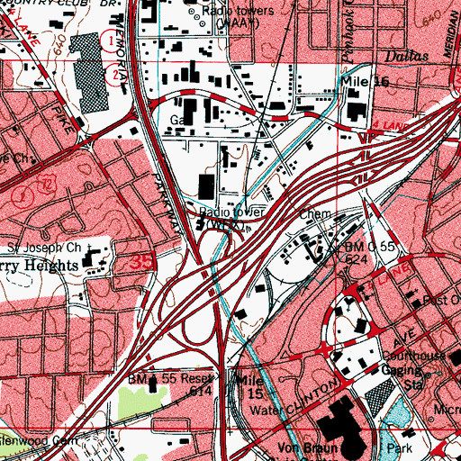 Topographic Map of Dallas Branch, AL