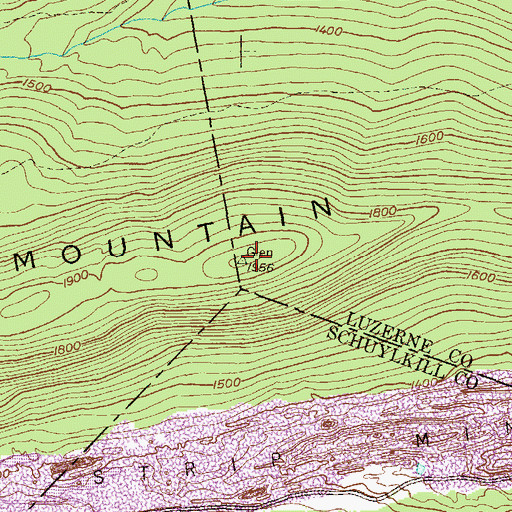 Topographic Map of Buck Mountain, PA