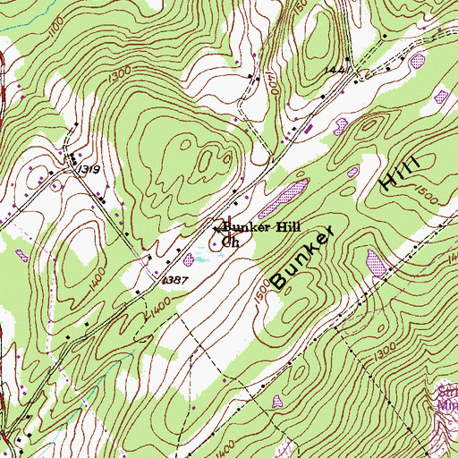 Topographic Map of Bunker Hill Church, PA