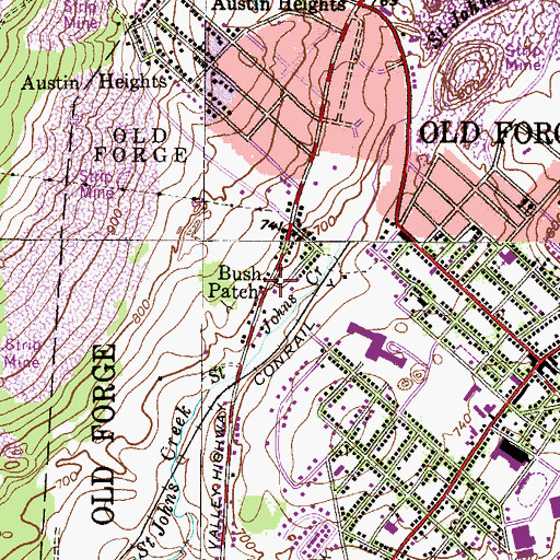 Topographic Map of Bush Patch, PA