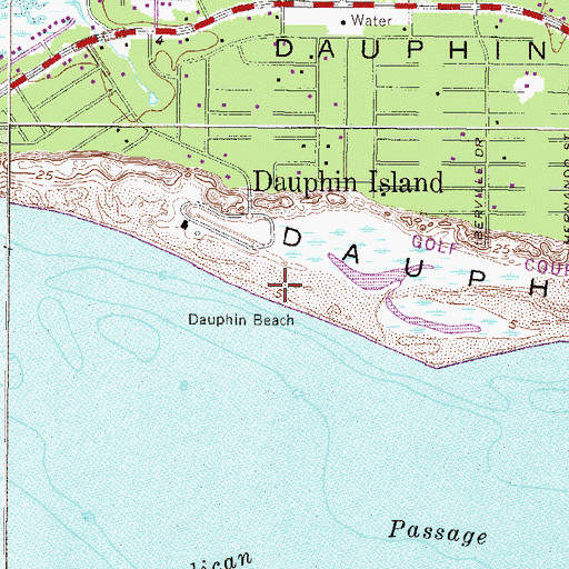 Topographic Map of Dauphin Beach, AL