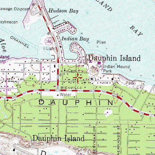 Topographic Map of Dauphin Island, AL