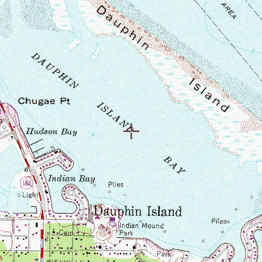 Topographic Map of Dauphin Island Bay, AL