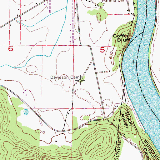 Topographic Map of Davidson Cemetery, AL