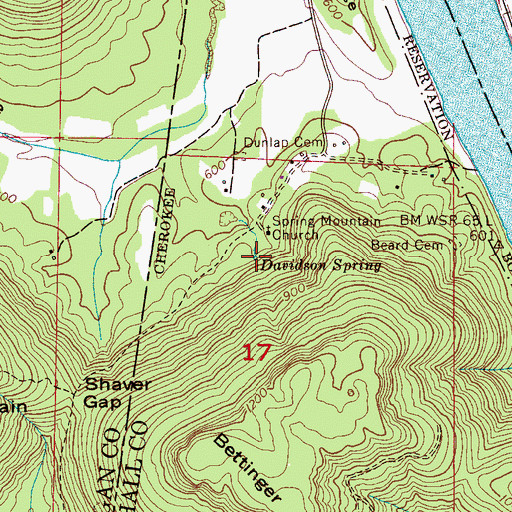 Topographic Map of Davidson Spring, AL