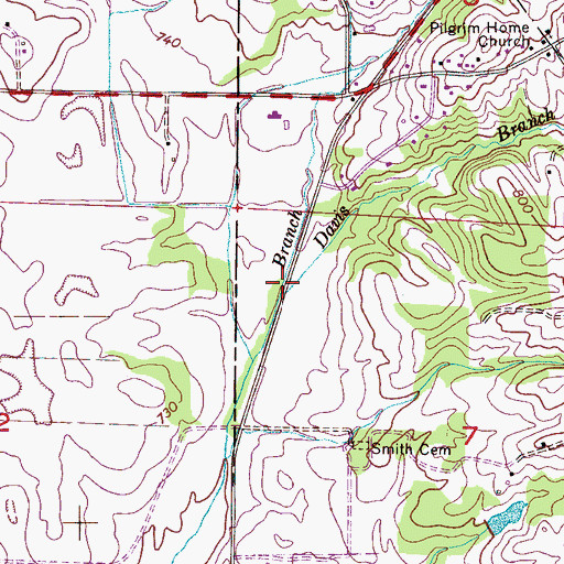 Topographic Map of Davis Branch, AL