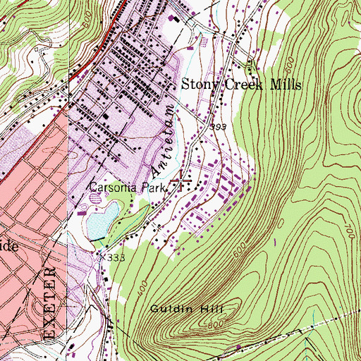 Topographic Map of Carsonia Park, PA