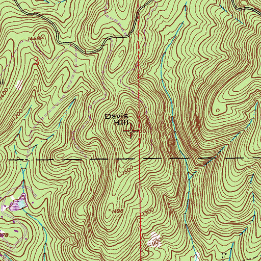 Topographic Map of Davis Hill, AL