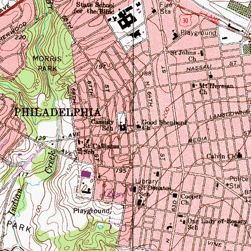 Topographic Map of Cassidy School, PA