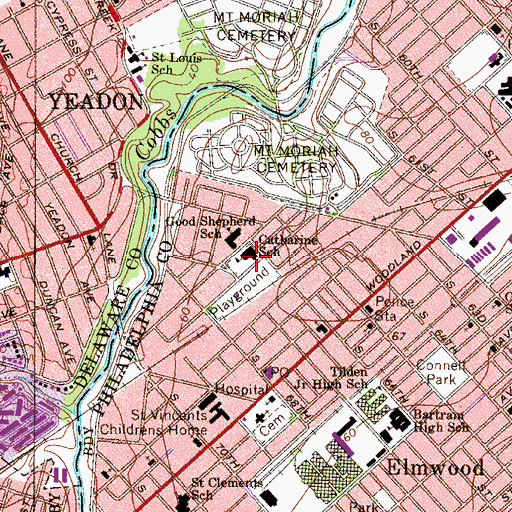Topographic Map of Catharine School, PA