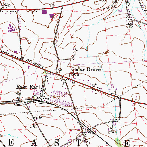 Topographic Map of Cedar Grove School, PA