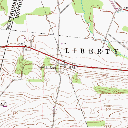 Topographic Map of Center Cemetery, PA