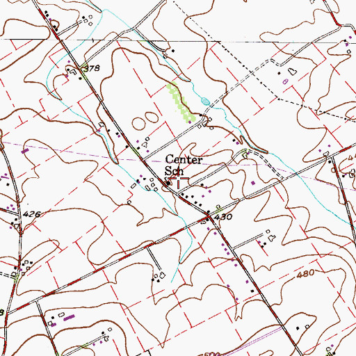 Topographic Map of Center School, PA
