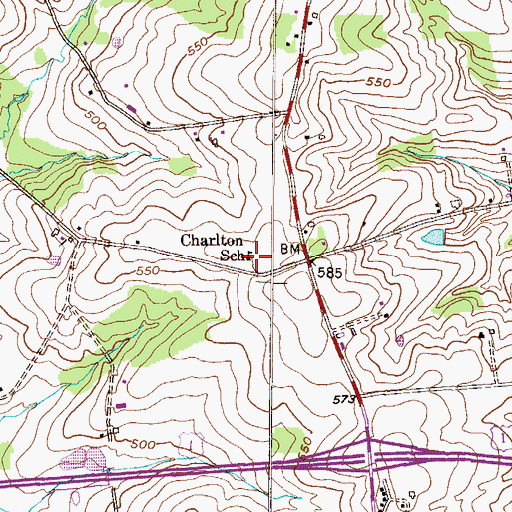 Topographic Map of Charlton School, PA