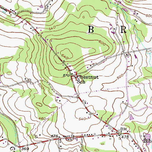 Topographic Map of Chestnut School, PA
