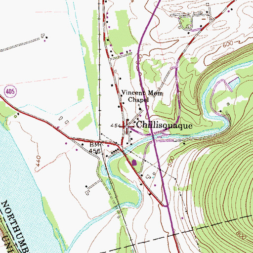 Topographic Map of Chillisquaque, PA