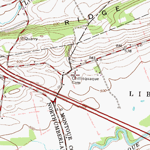 Topographic Map of Chillisquaque Cemetery, PA