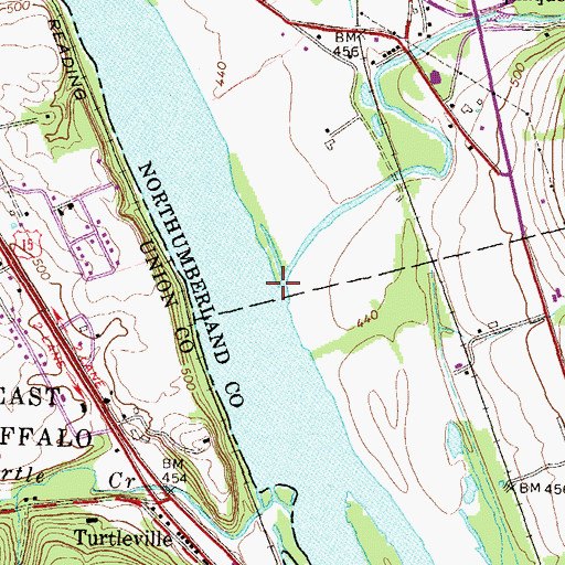 Topographic Map of Chillisquaque Creek, PA