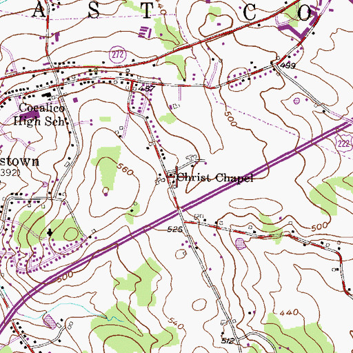 Topographic Map of Christ Chapel, PA