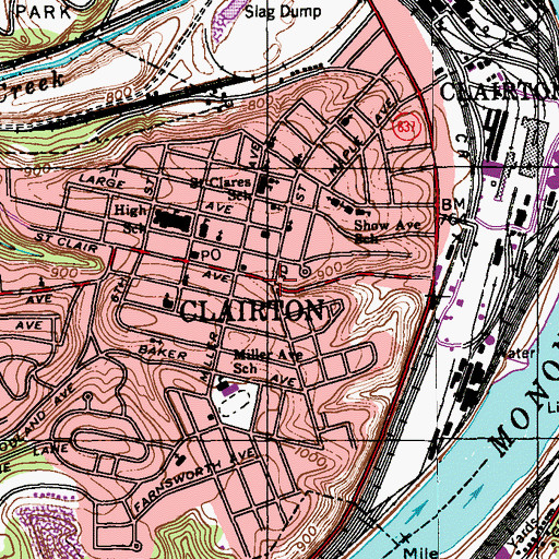 Topographic Map of Clairton, PA