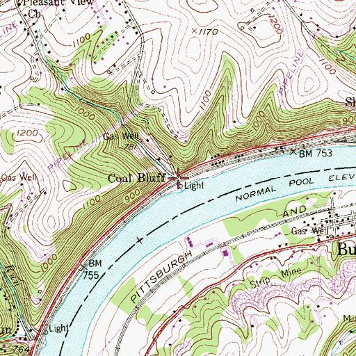 Topographic Map of Coal Bluff, PA