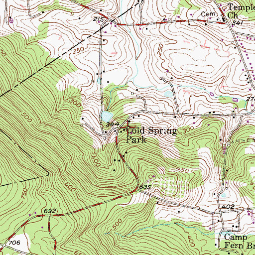 Topographic Map of Cold Spring Park, PA