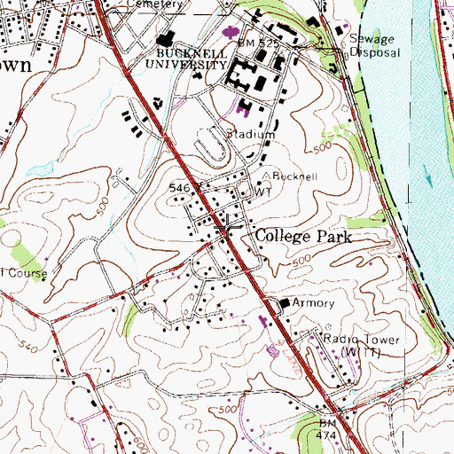 Topographic Map of College Park, PA