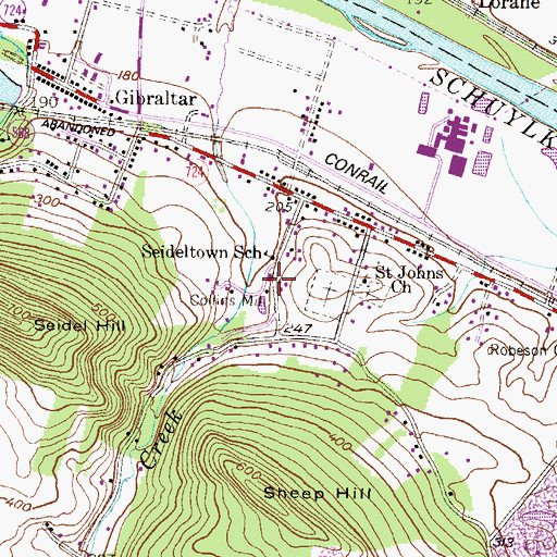 Topographic Map of Collins Mill, PA