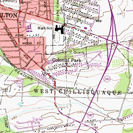 Topographic Map of Colonial Park, PA