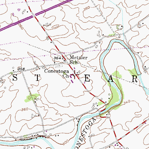 Topographic Map of Conestoga Church, PA