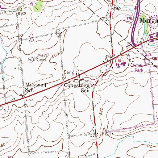 Topographic Map of Conestoga School, PA