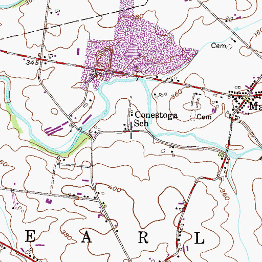 Topographic Map of Conestoga School, PA
