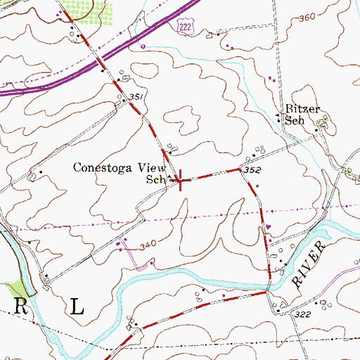 Topographic Map of Conestoga View School, PA