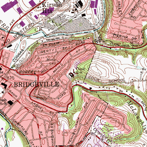 Topographic Map of Cook School, PA