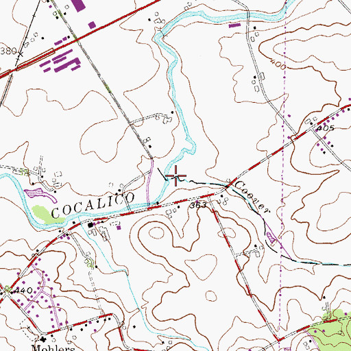 Topographic Map of Coover Run, PA