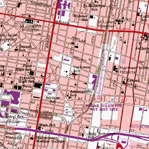 Topographic Map of Cornman School, PA