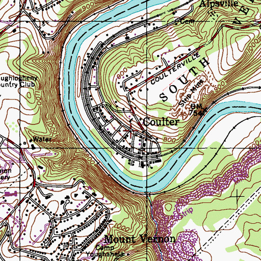 Topographic Map of Coulter, PA