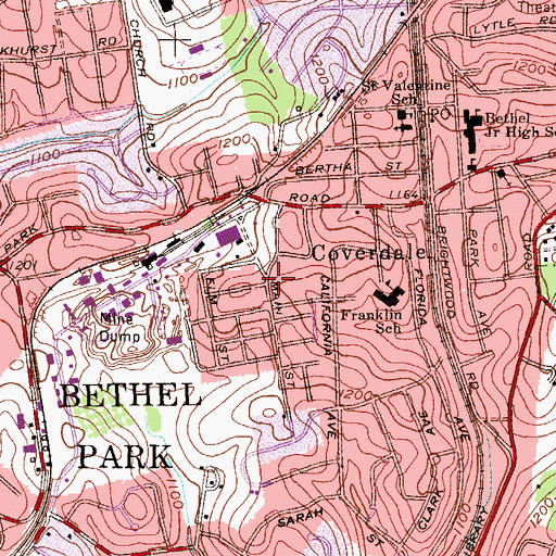 Topographic Map of Coverdale, PA