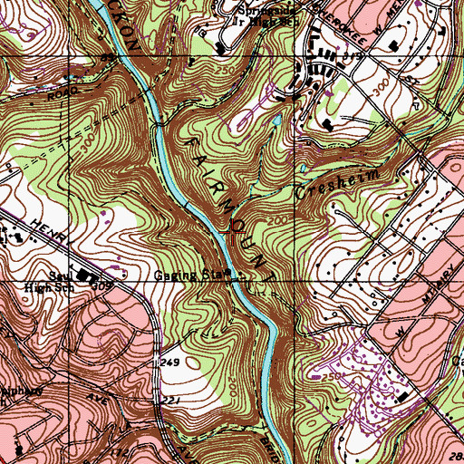 Topographic Map of Cresheim Valley, PA