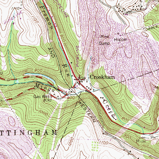 Topographic Map of Crookham, PA