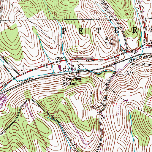 Topographic Map of Crouches Station, PA