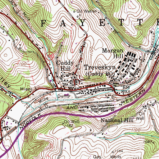 Topographic Map of Cuddy Hill, PA