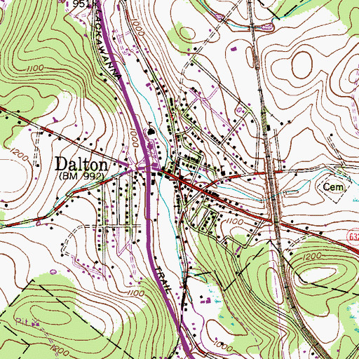 Topographic Map of Dalton, PA