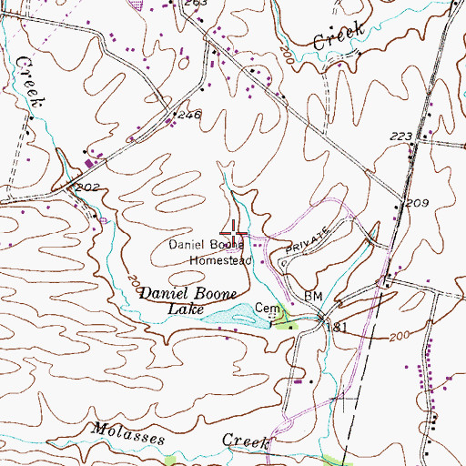 Topographic Map of Daniel Boone Homestead, PA